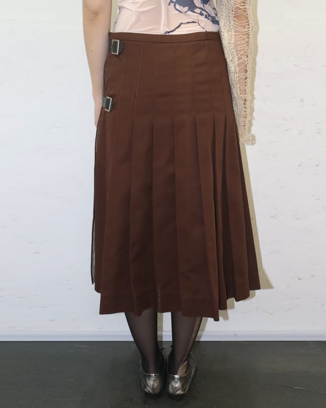 엔지니어드 가먼츠 벨트 디테일 플리츠 랩 스커트 상품이미지3