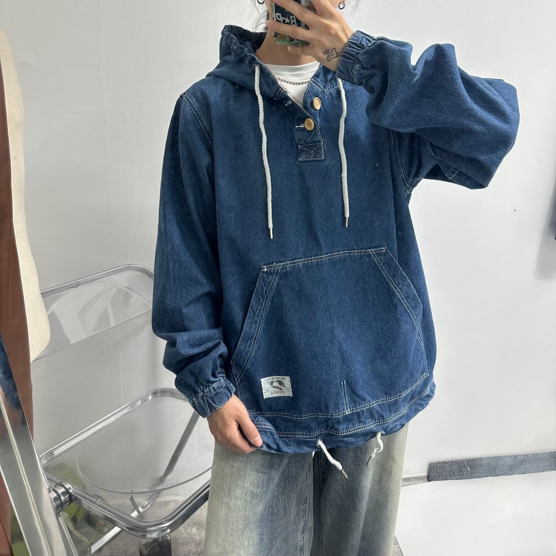 vintage 데님 아노락 후드티 상품이미지3