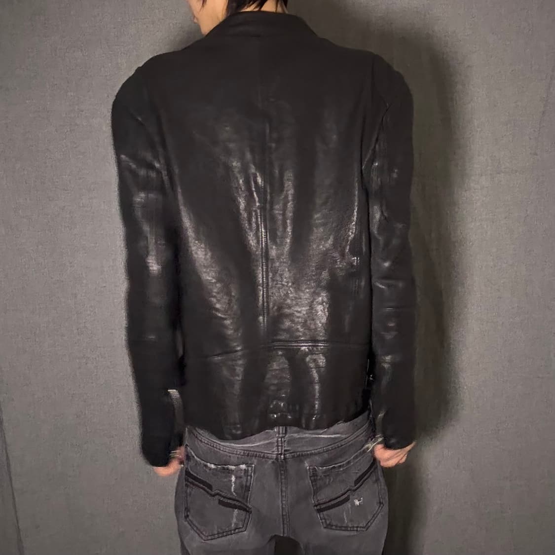 이태리 양가죽 사선 절개 라이더 자켓 상품이미지5