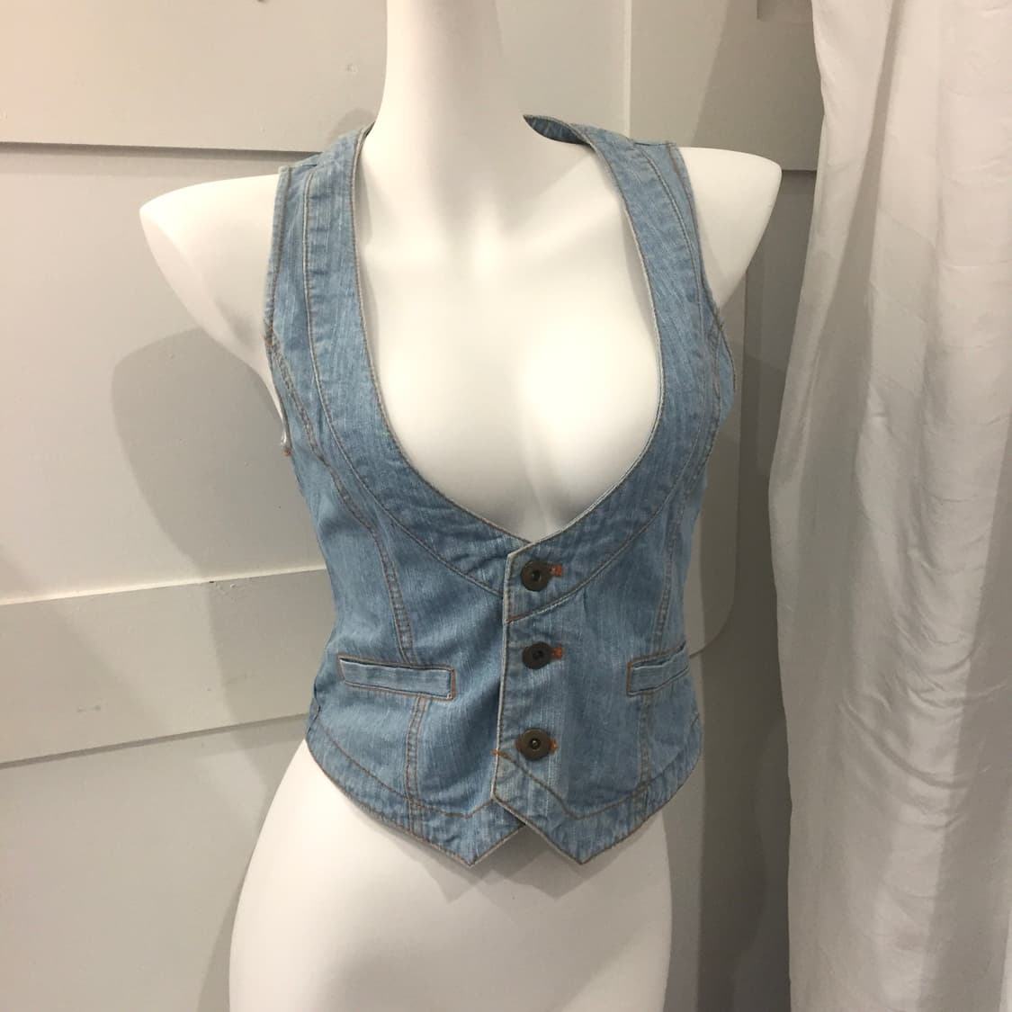 Gaminerie 갸루 모리걸 웨스턴 연청 데님 vest 상품이미지2