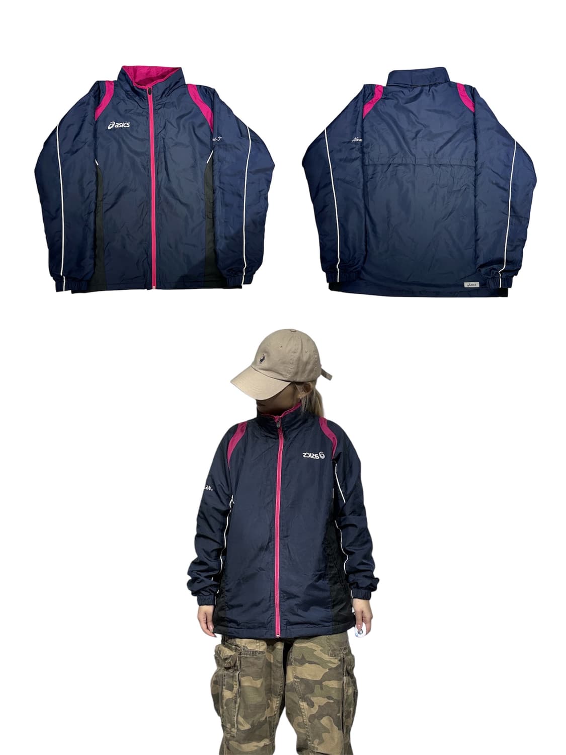 아식스 네이비 핑크 트랙탑 져지 M 상품이미지1