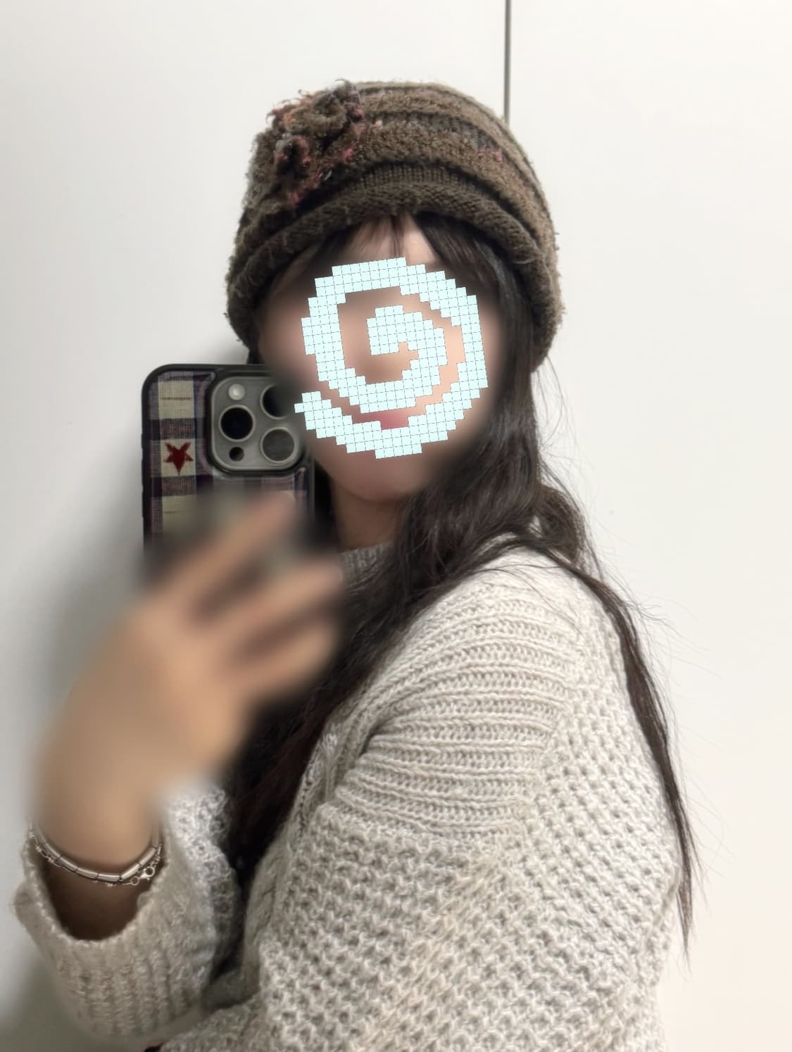 빈티지 브라운 코사즈 비니 상품이미지1