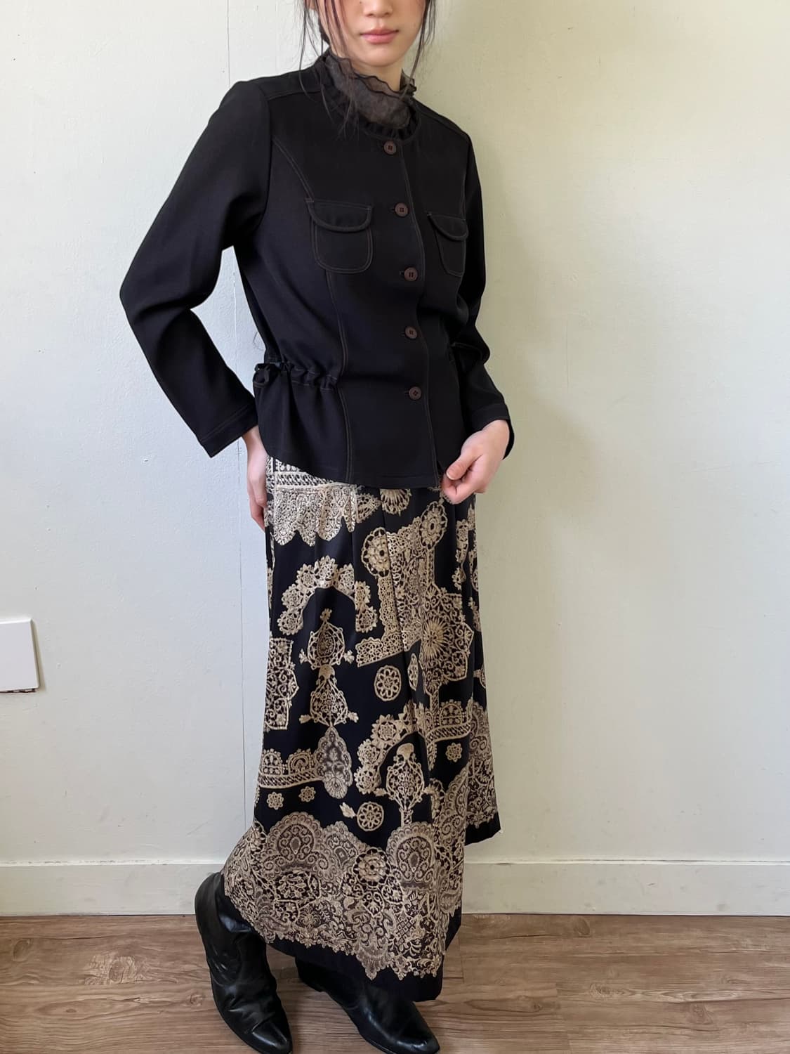 Japan vtg 브라운 셔링 자켓 상품이미지5