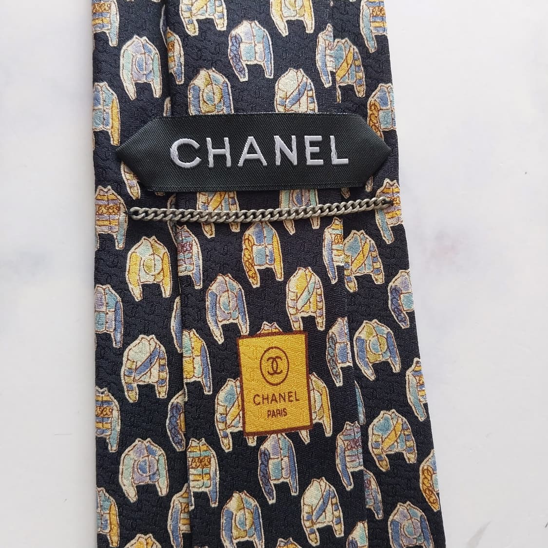 샤넬 실크 홀로그램 로고 전체 패턴 넥타이 9.5cm A+등급 K2008 상품이미지9