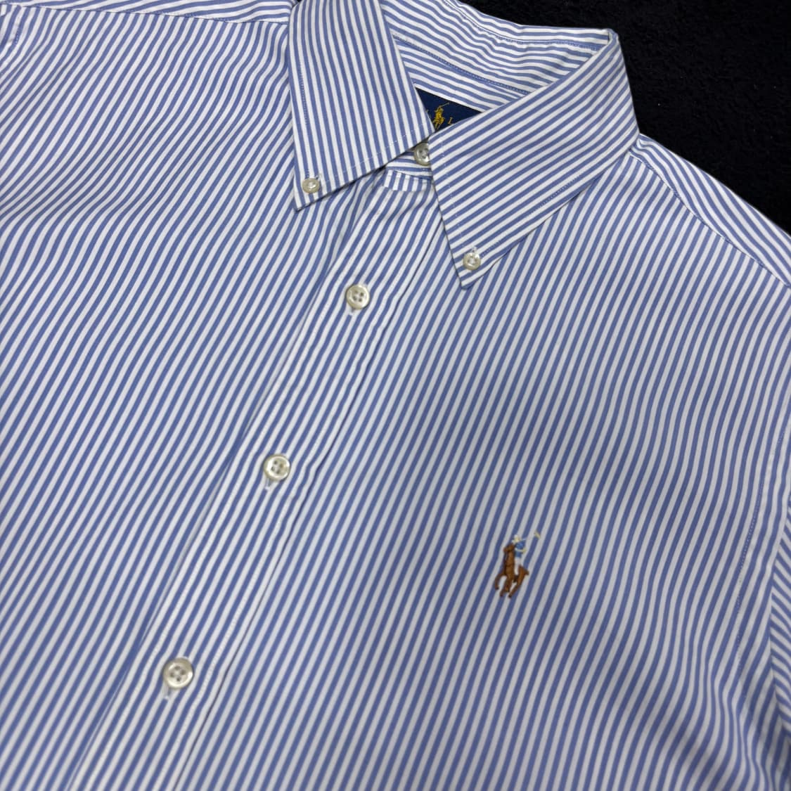 M 폴로 랄프로렌 스카이블루 스트라이프 반팔셔츠 상품이미지3