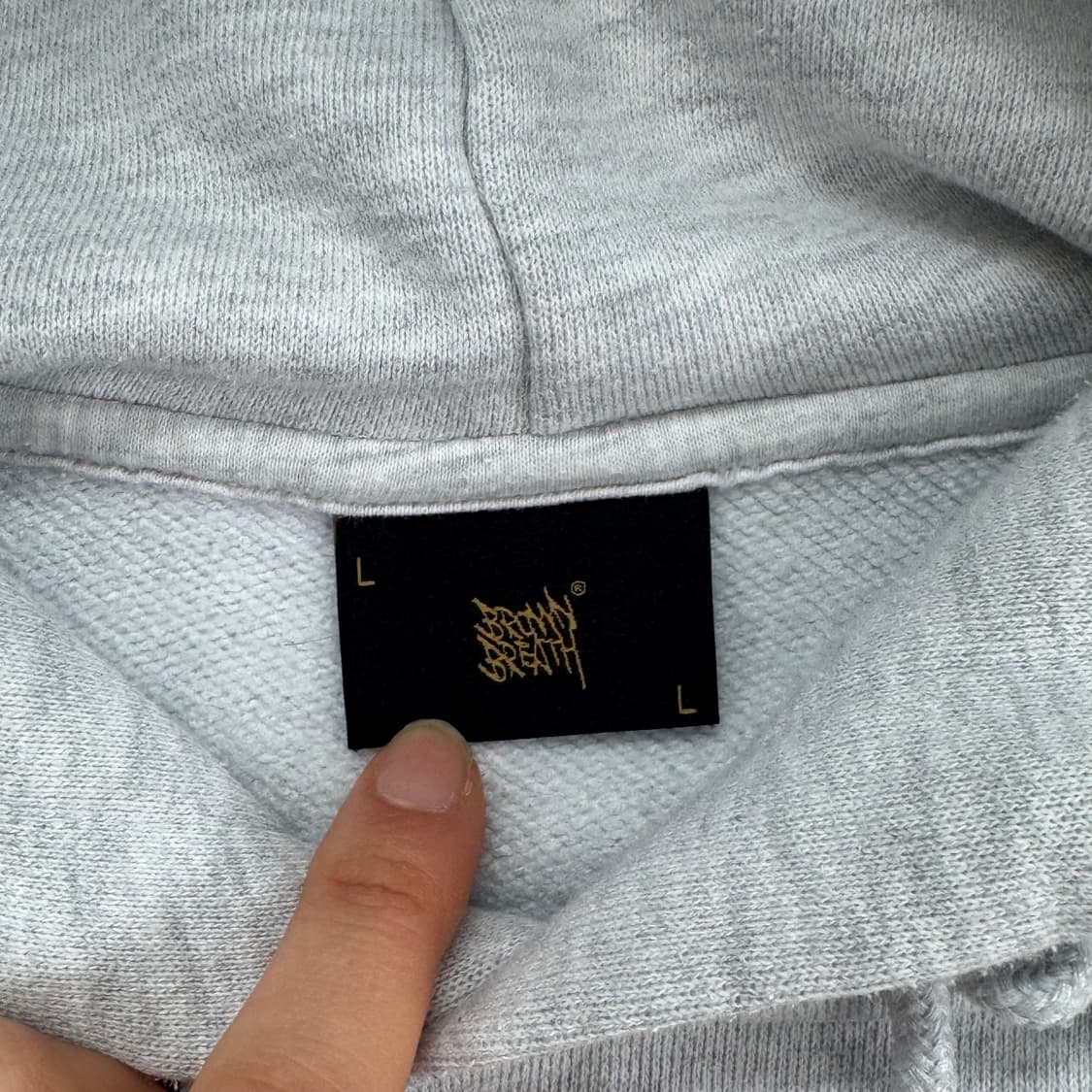 Brown Breath 브라운브레스 네이비 로고 멜란지 후드티 상품이미지7