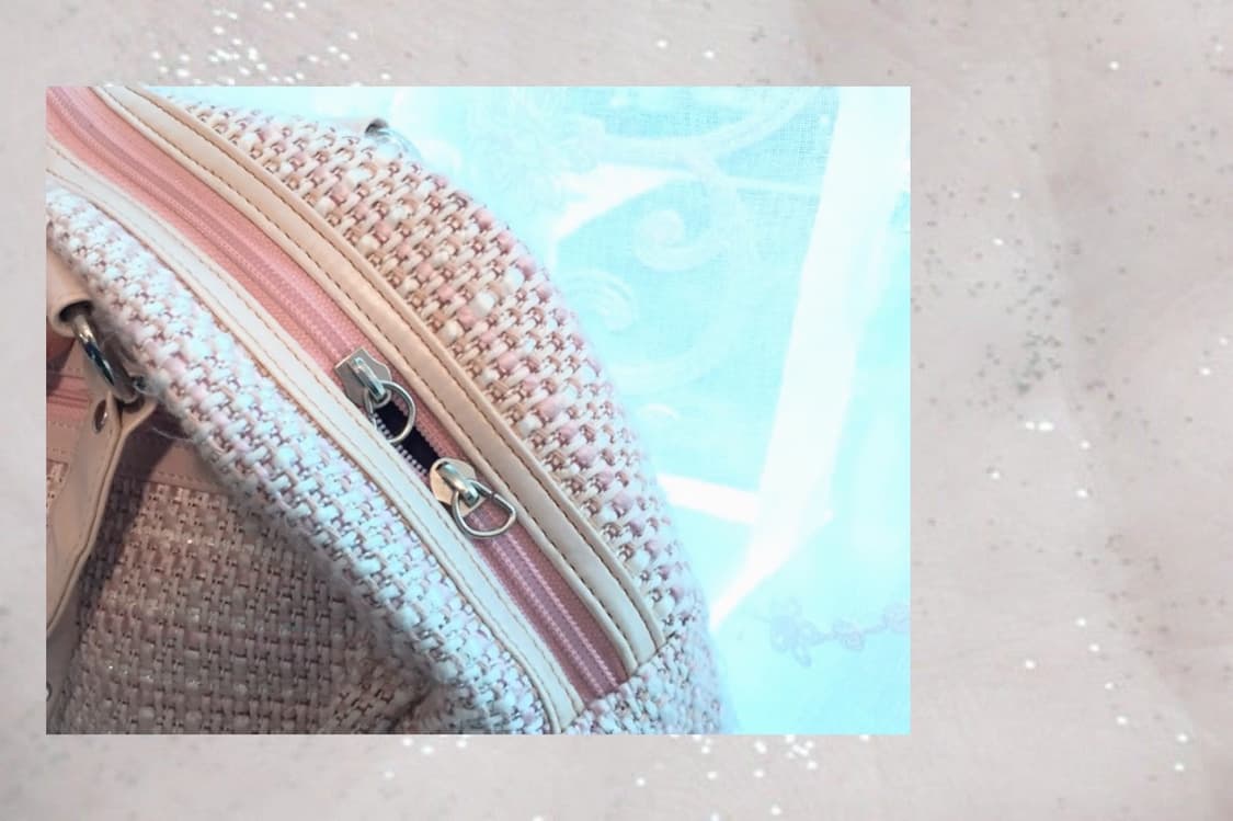 𝄞 음표키링 갸루 베이비핑크 트위드 토트백 상품이미지4