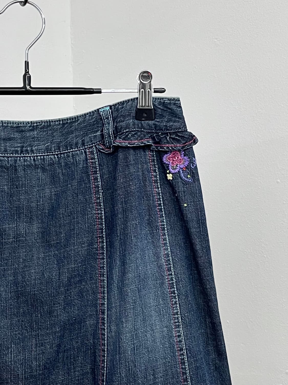 키치 자수 프릴 데님 스커트 상품이미지7