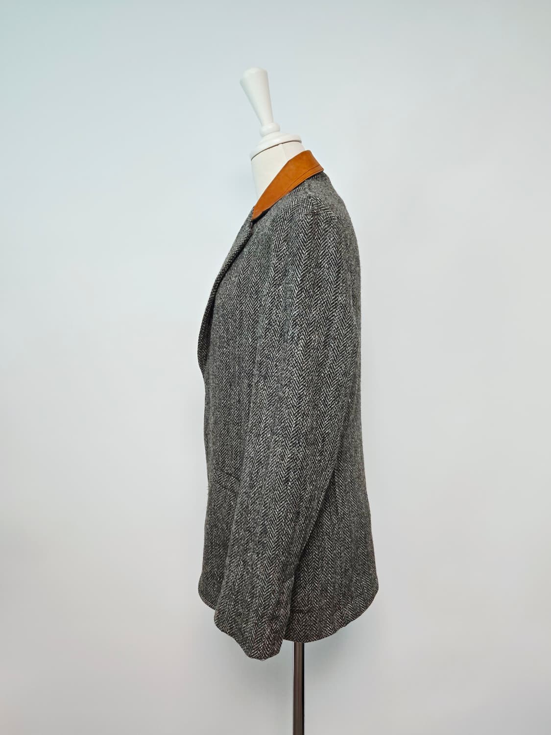 해리스트위드 가죽 카라 블레이저 자켓 상품이미지4