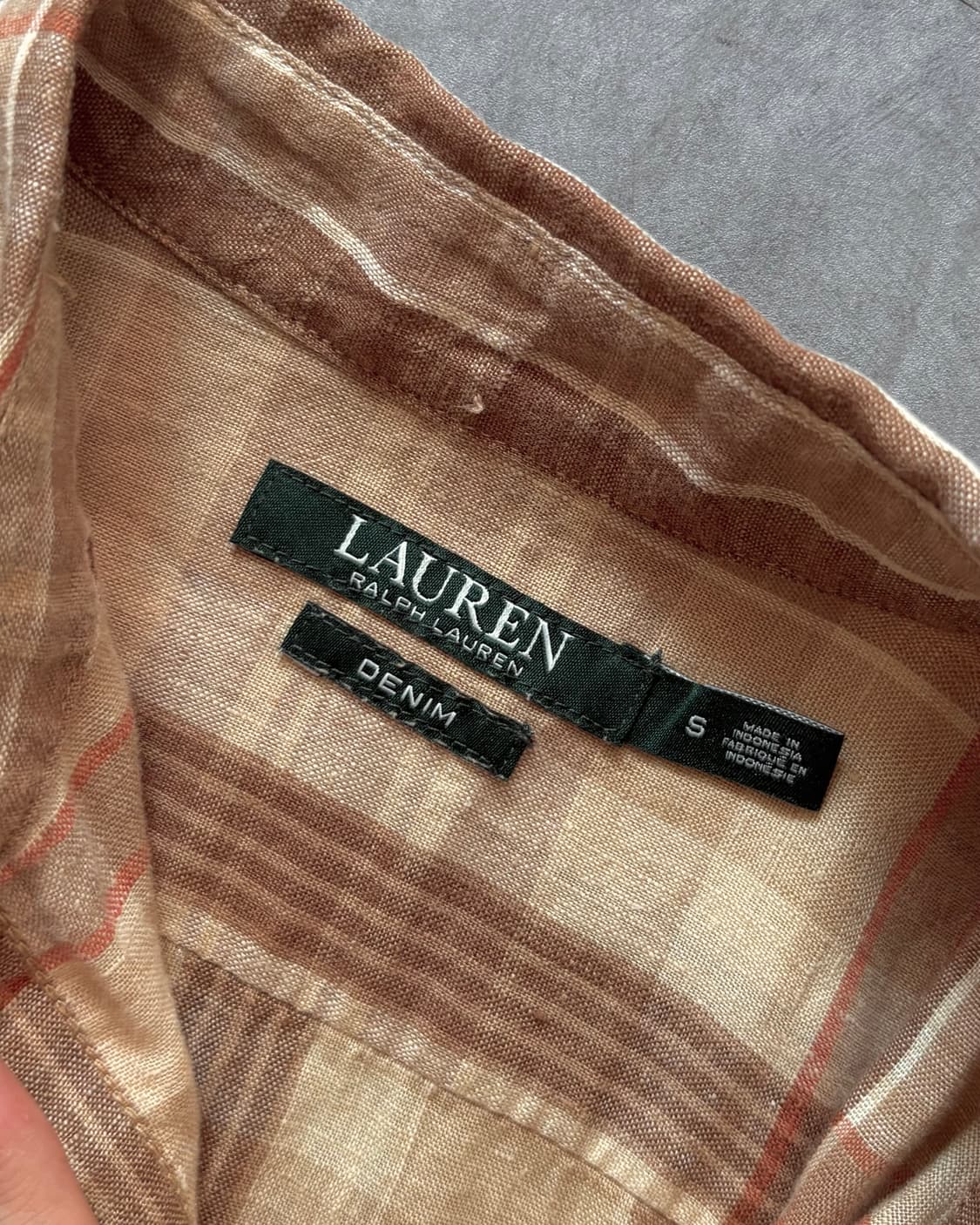 Ralph Lauren 랄프로렌 베이지 린넨 체크 셔츠 상품이미지3
