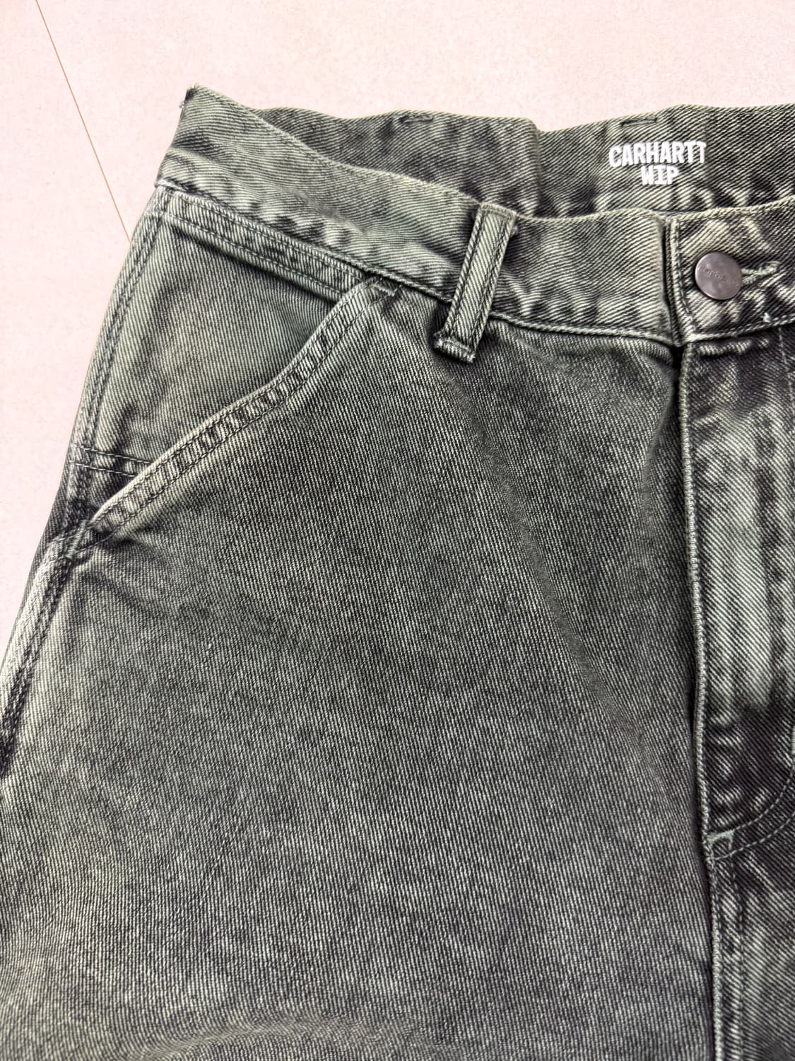 칼하트 싱글니 다크 그린 워싱 팬츠 상품이미지3