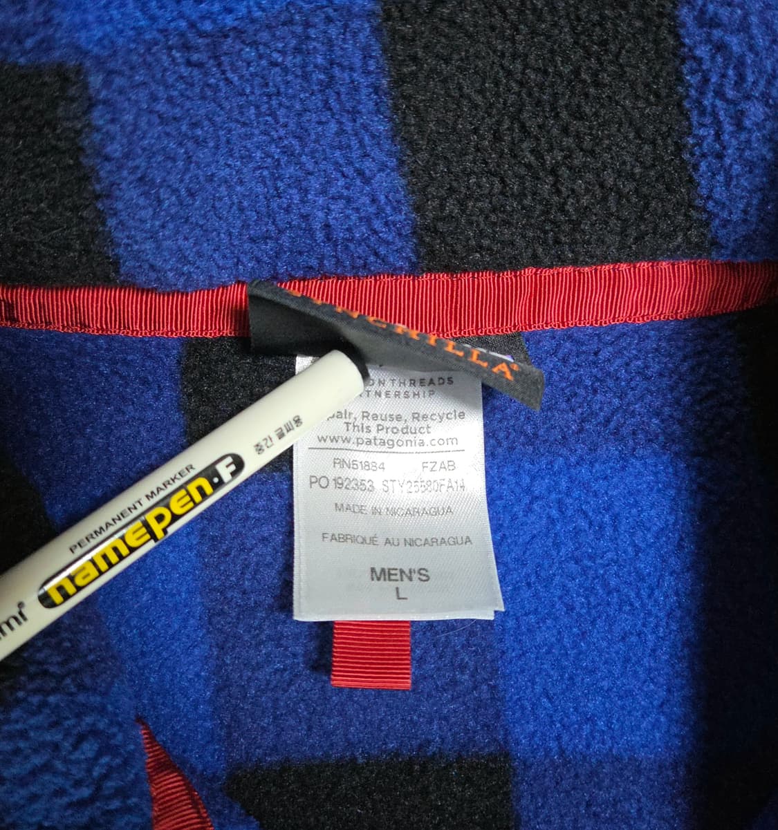 (L)파타고니아 블루 버팔로체크 패턴 신칠라 플리스 상품이미지4