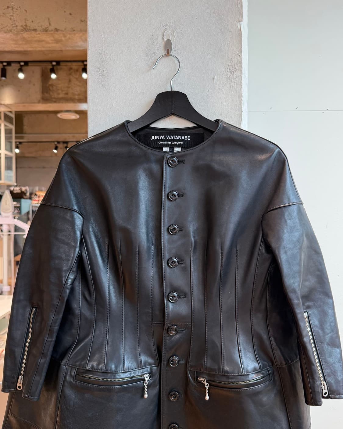 준야 와타나베 블랙 11FW 컬렉션 카우레더 코르셋 레더 코트 자켓  상품이미지3