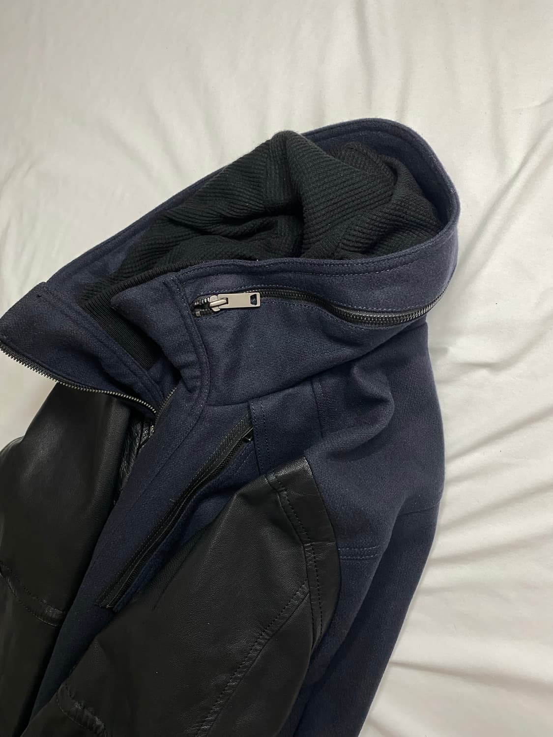 우영미 솔리드옴므 고트스킨레더 믹스 자켓  상품이미지7