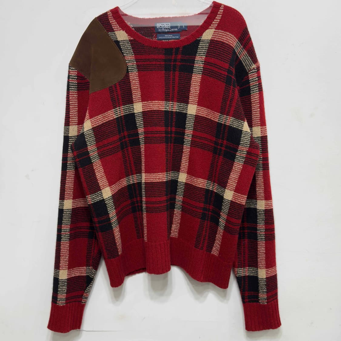 폴로 랄프로렌 가죽 패치 울 니트 상품이미지1