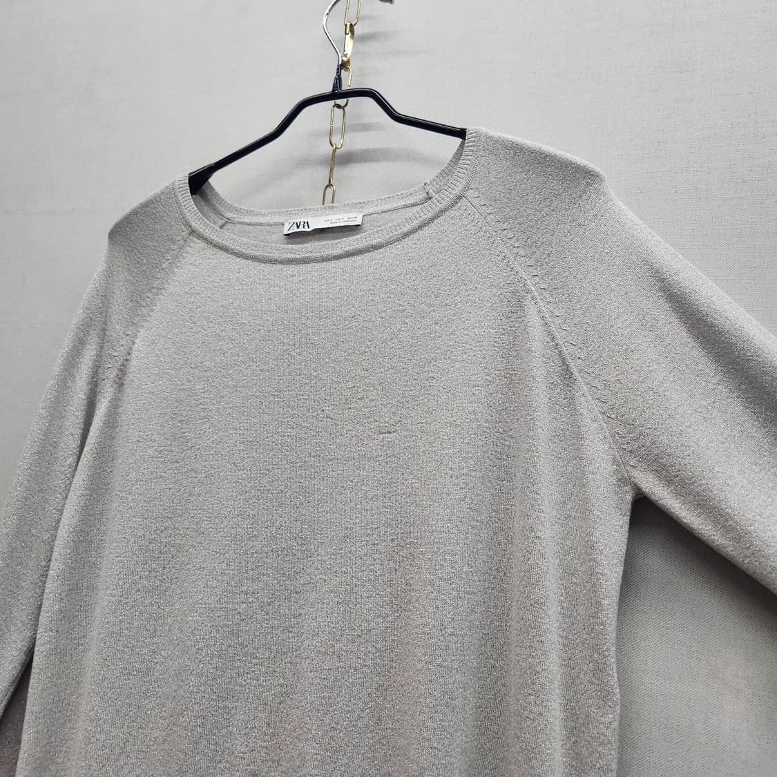 자라 ZARA 메탈릭 얇은 크롭 니트 S(L) 상품이미지3