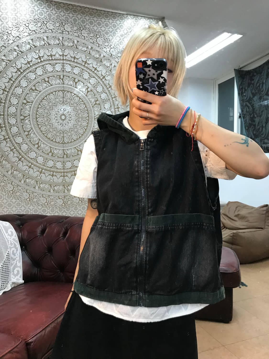 빈티지 흑청 데님 베스트 자켓  상품이미지2
