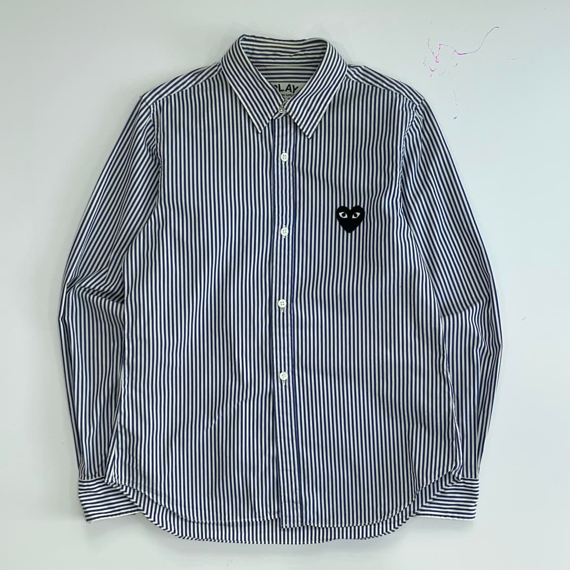 꼼데가르송 블랙 로고 블루 스트라이프 셔츠 상품이미지3