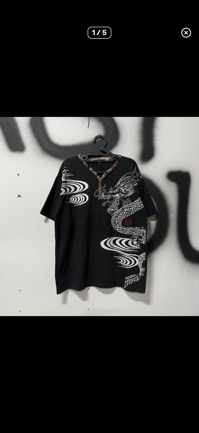 VTG 빈티지 빅사이즈 재패니즈 오리엔탈 동양풍 카 라쿠리맛 반팔 티셔츠 상품이미지1