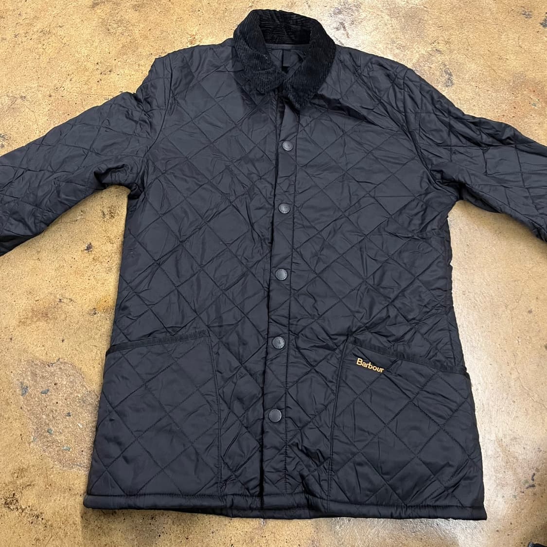 [정품/M] 바버 블랙 퀄팅 자켓 코듀로이 카라 b14 상품이미지3