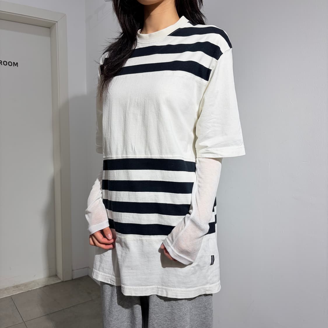 00s Stussy Authentic 스트라이프 반팔 티셔츠 상품이미지2