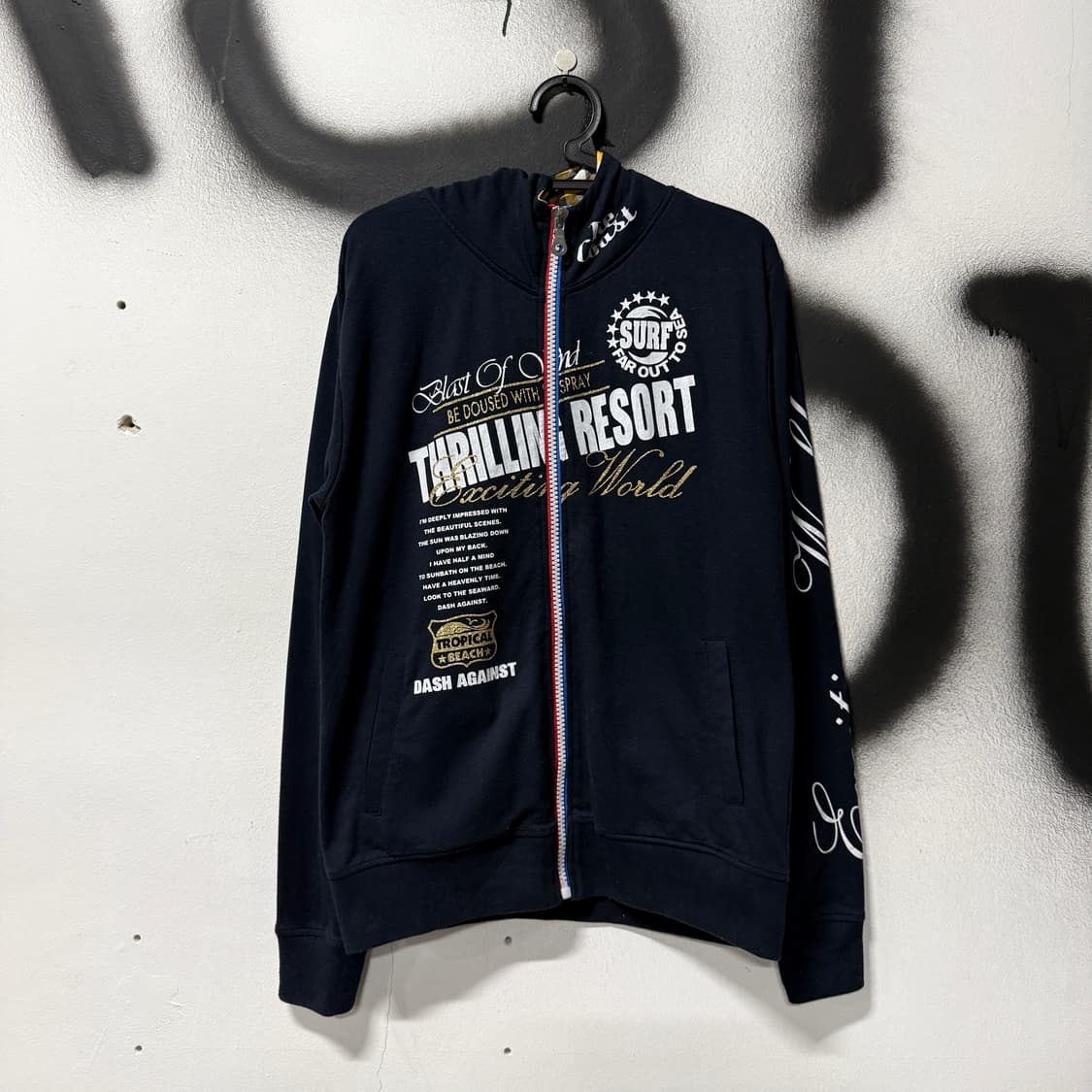 VTG 빈티지 y2k 멀티 프린팅 체크 안감 집업 후디 상품이미지2