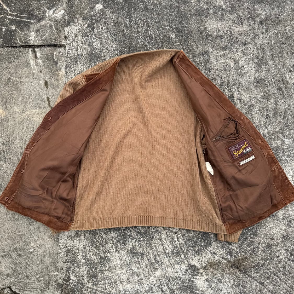 [L~XL] Made In Italy 가죽 디테일 니트 가디건 자켓 상품이미지3