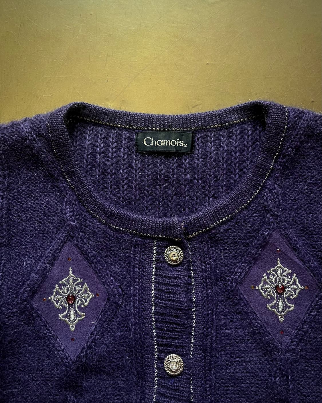 1980-90s Chamois Gothic Cross Cardign 상품이미지5