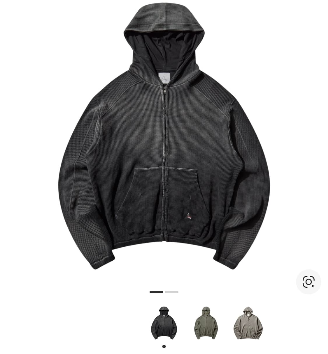 (L)로아 비 썬 페이디드 와플 집업 후드 블랙 상품이미지1