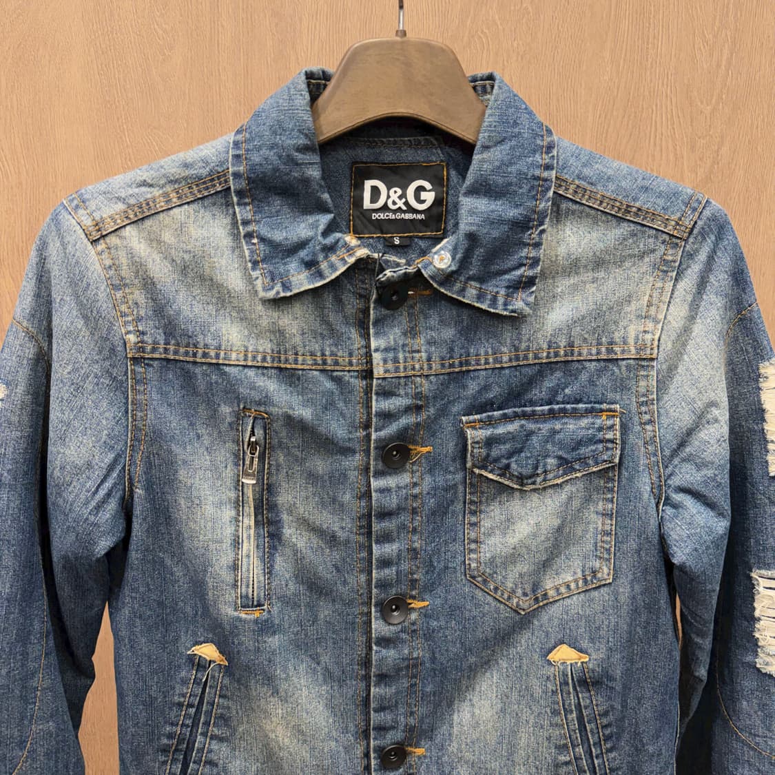 돌체앤가바나 데님 자켓 디스트로이드 포켓 버클 디테일 블루 상품이미지4