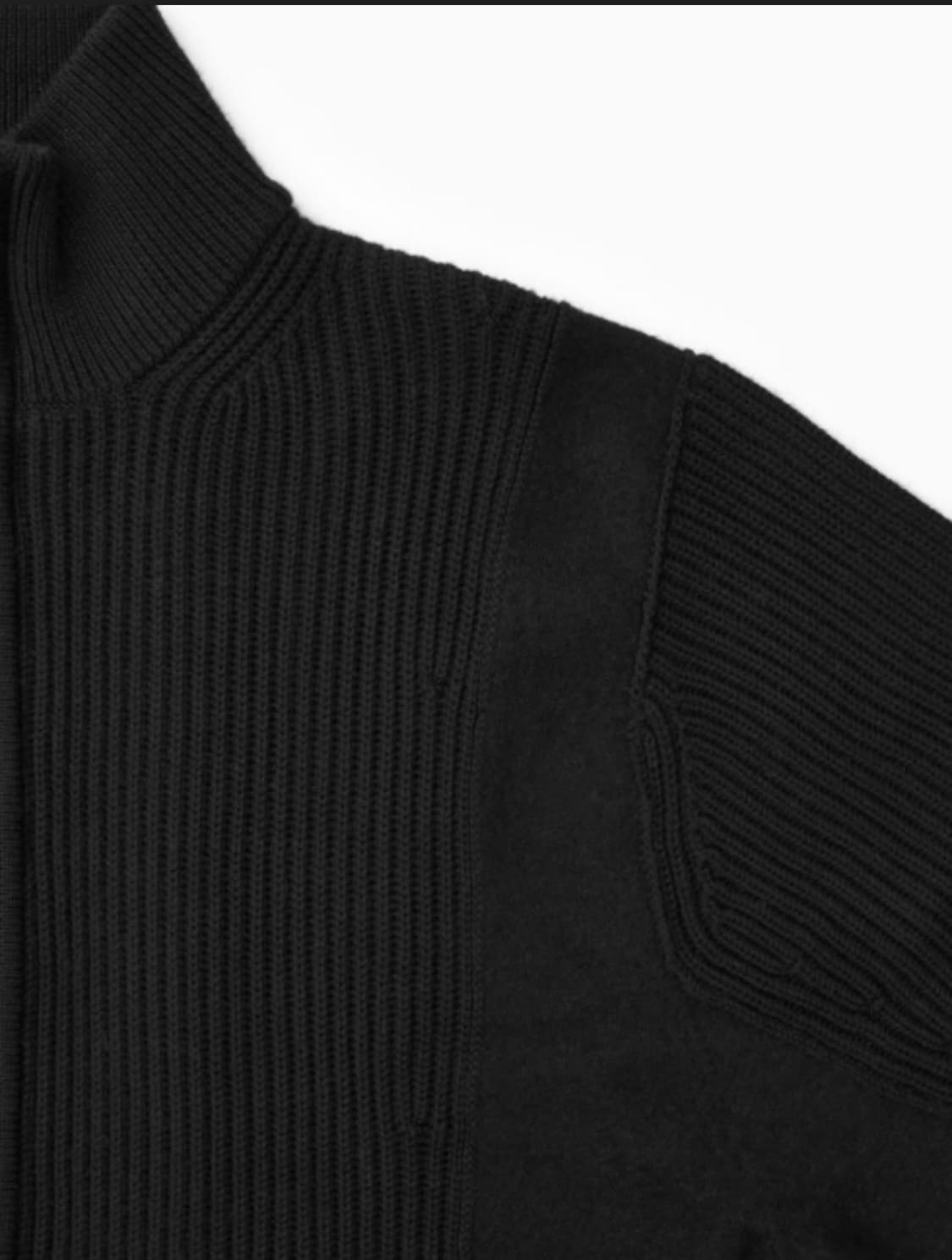 Cos 코스 리브드 울 보머 재킷 블랙 상품이미지3