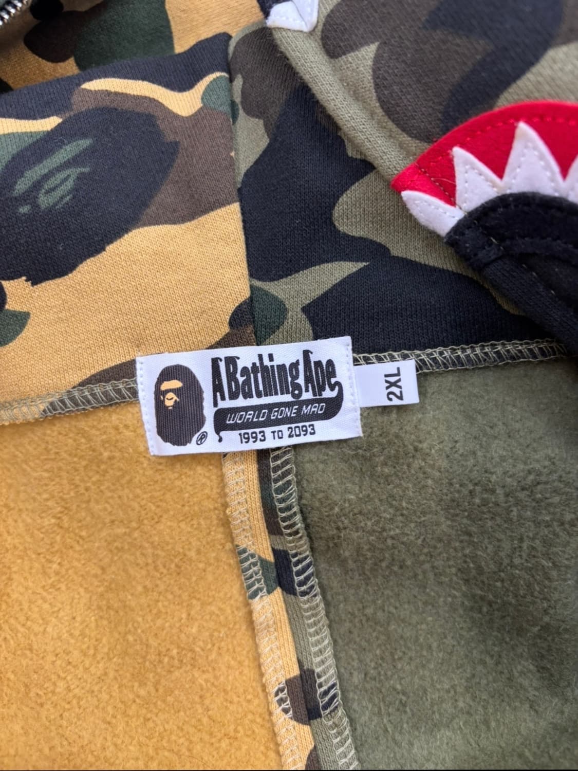 베이프 반반 샤크 후드집업 녹계 황계 2xl 상품이미지4