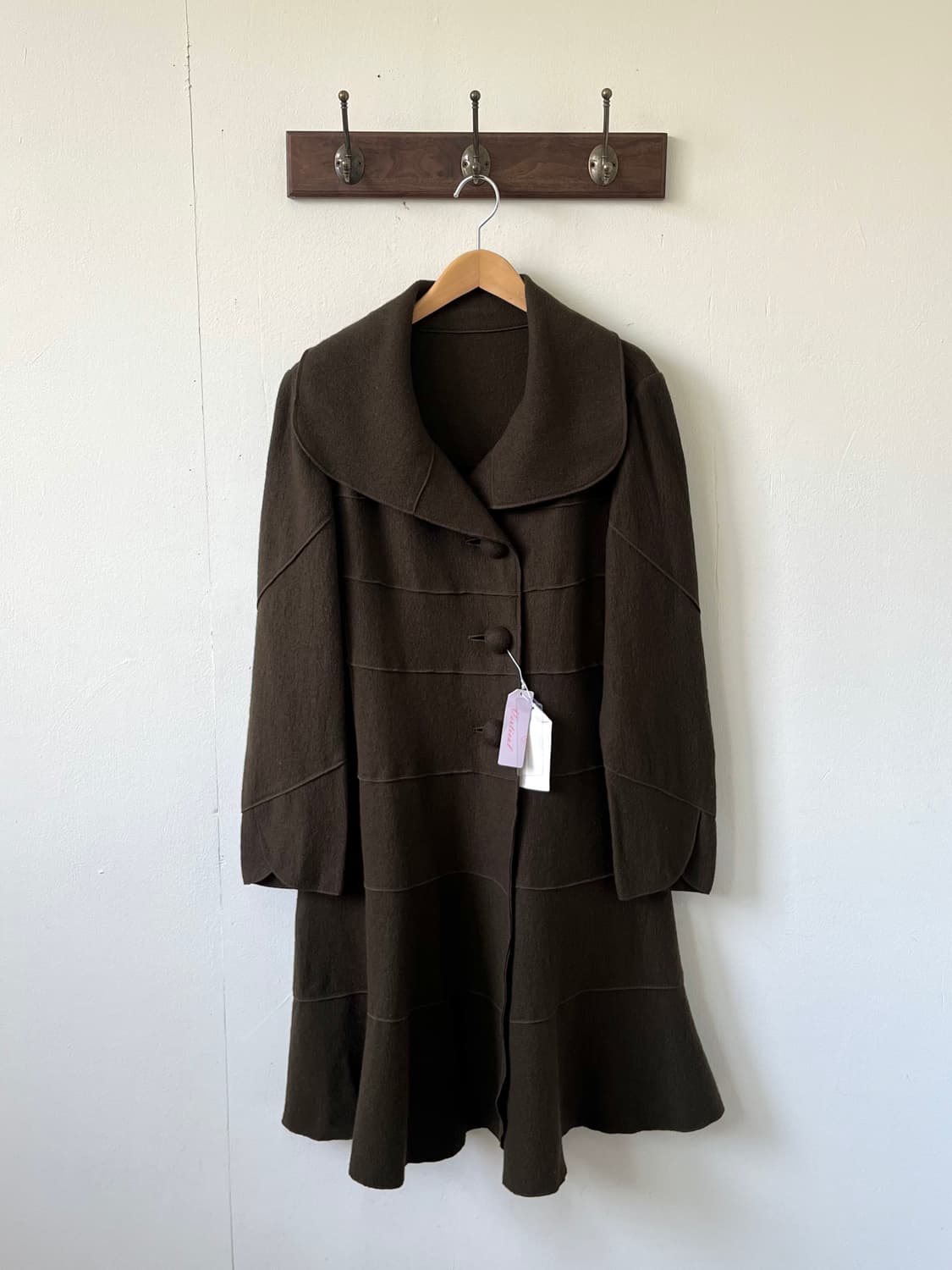 Vertical 풀 카라 올리브 롱 코트 상품이미지1