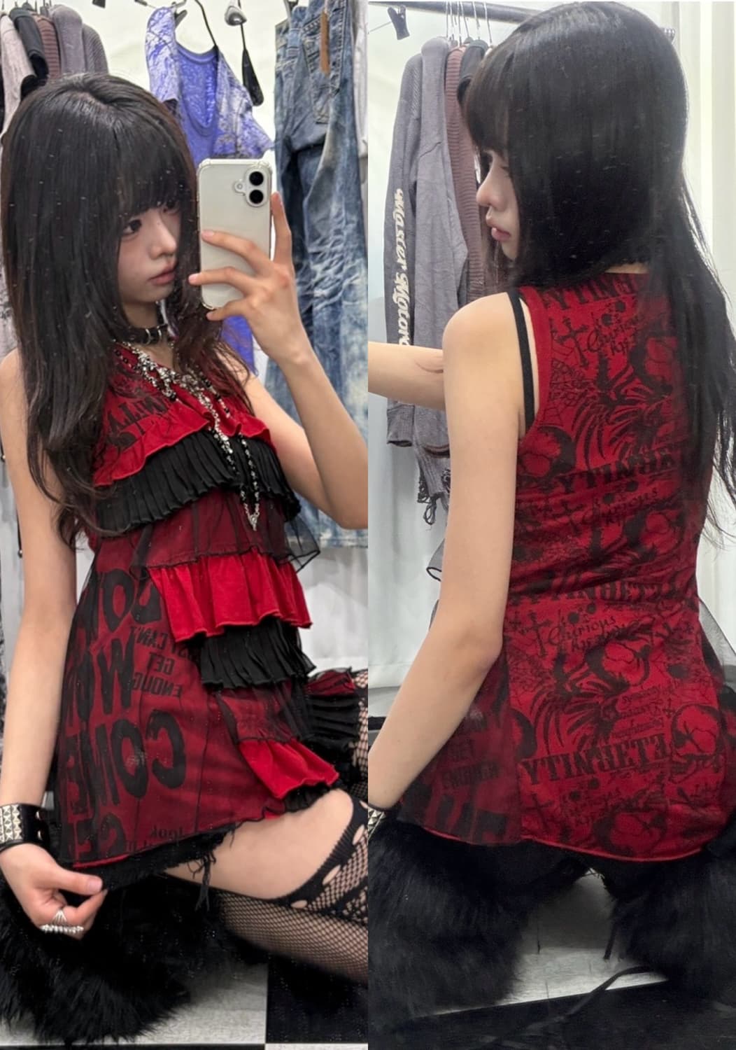 🎸블랙 & 레드 펑크 슬리브리스🎸 상품이미지1