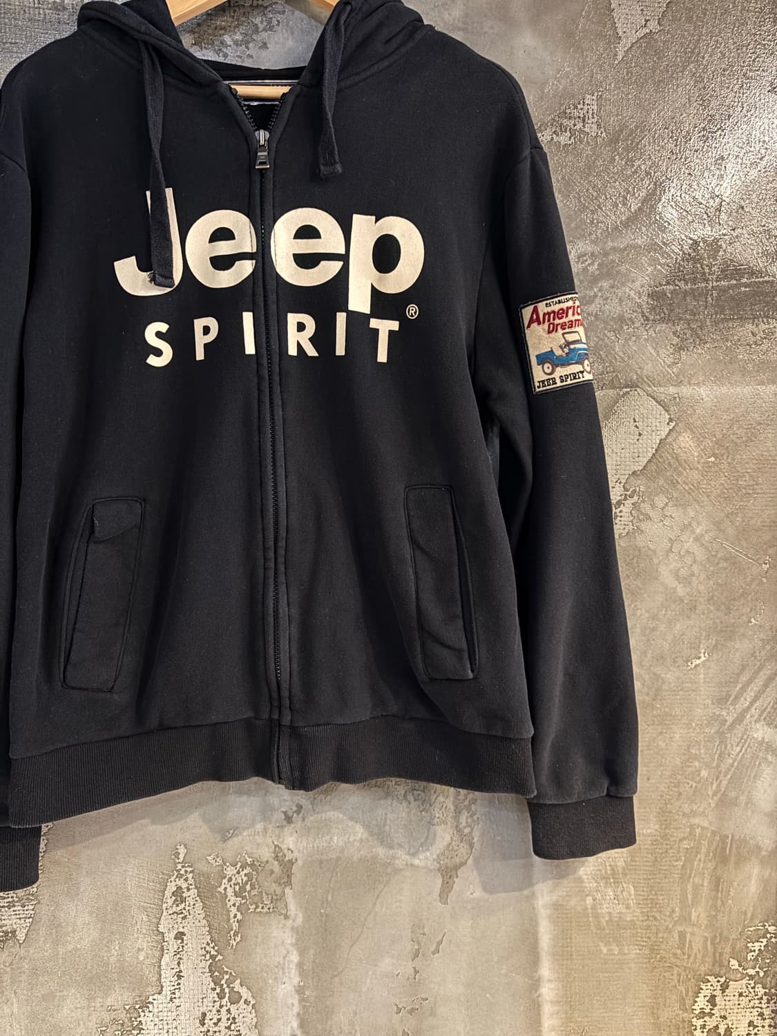 지프 기모 블랙후드집업 L 상품이미지3