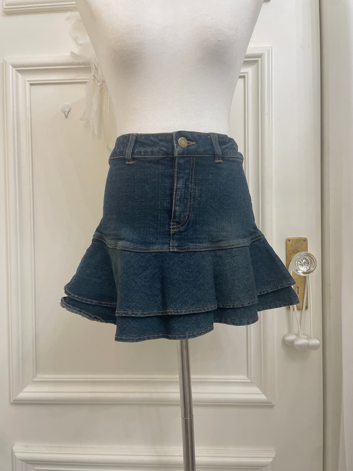 denim ruffle layered mini skirt 상품이미지5
