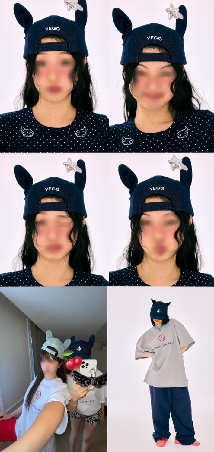 데님 블루  예그 트위스트 윙 캡 볼캡 모자  상품이미지4