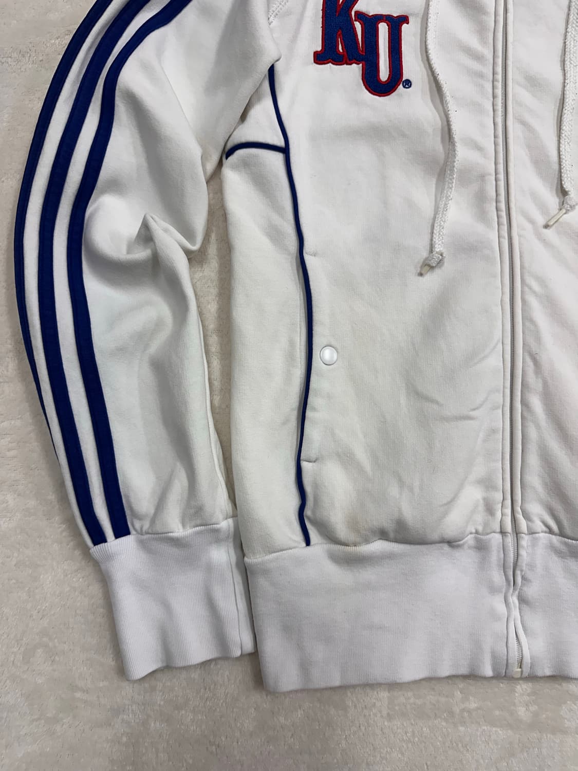 (90)아디다스 희귀 트레포일 로고 캔자스 후드집업 흰파 상품이미지3