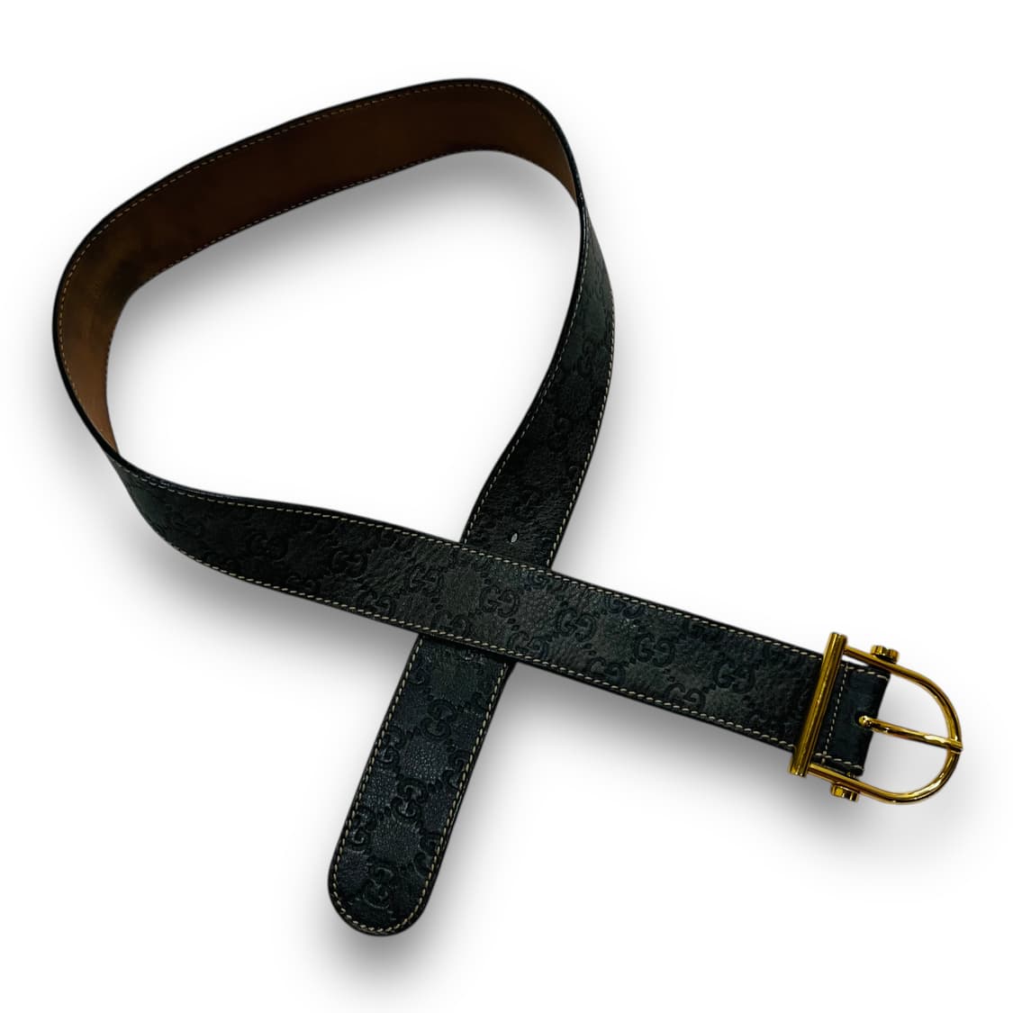 Gucci Monogram belt in gray leather 상품이미지5