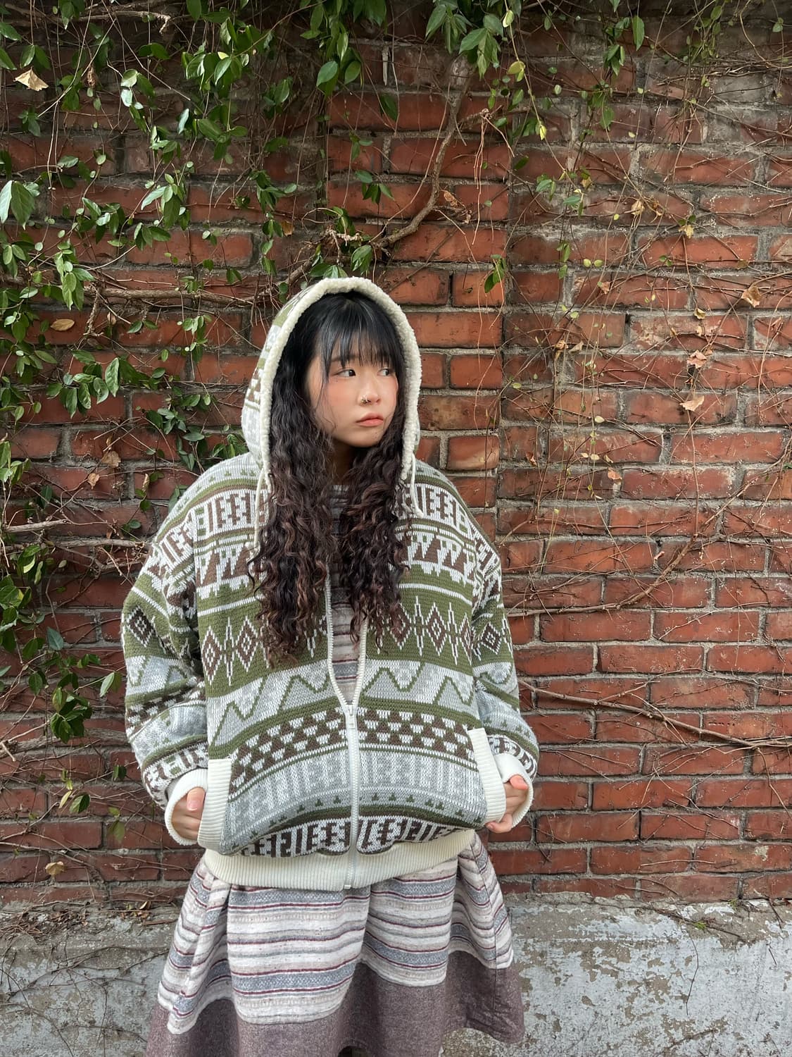 초코 나무 양털 후드 집업 아우터 상품이미지2