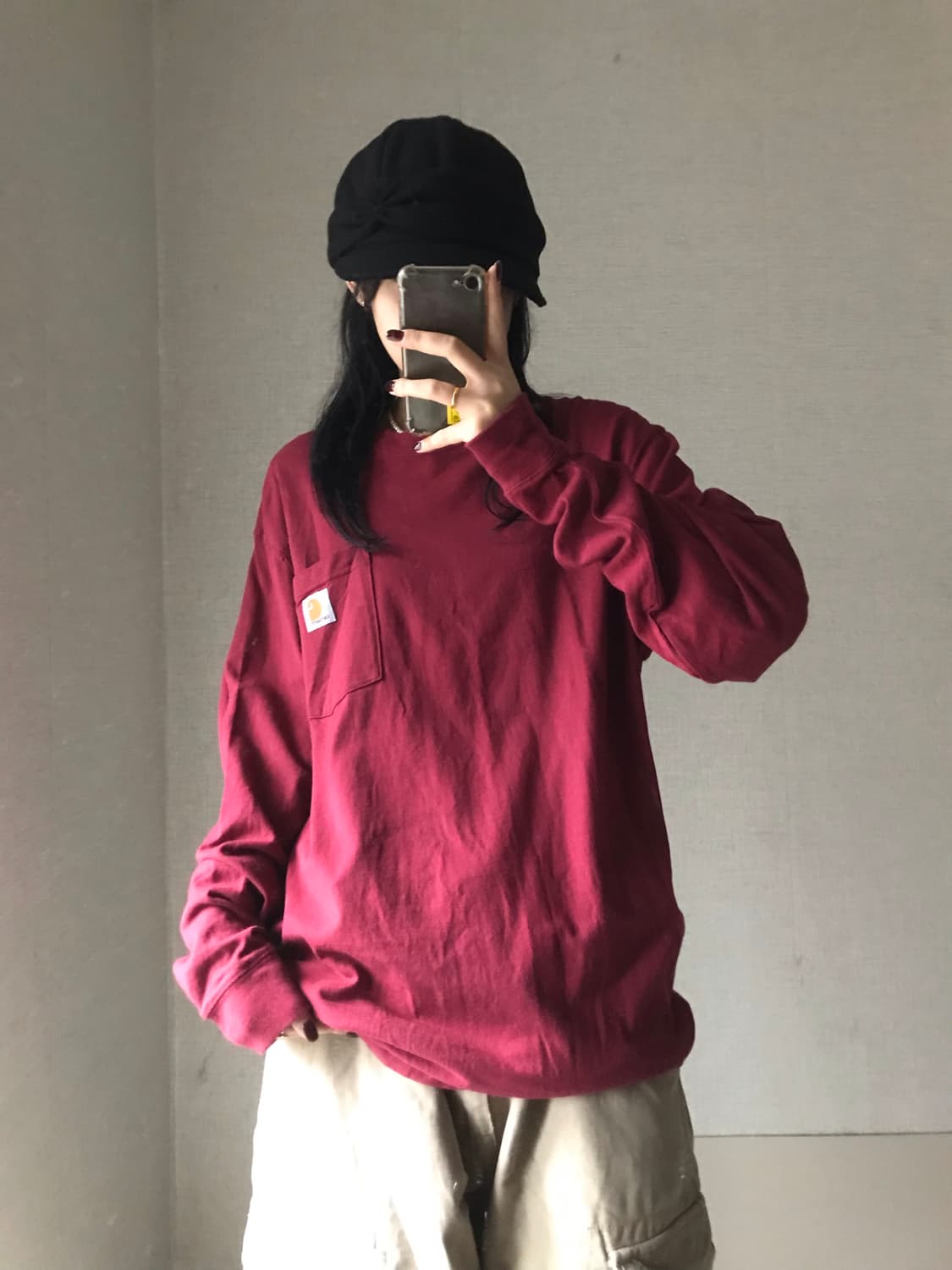 칼하트 버건디 롱슬리브 상품이미지1