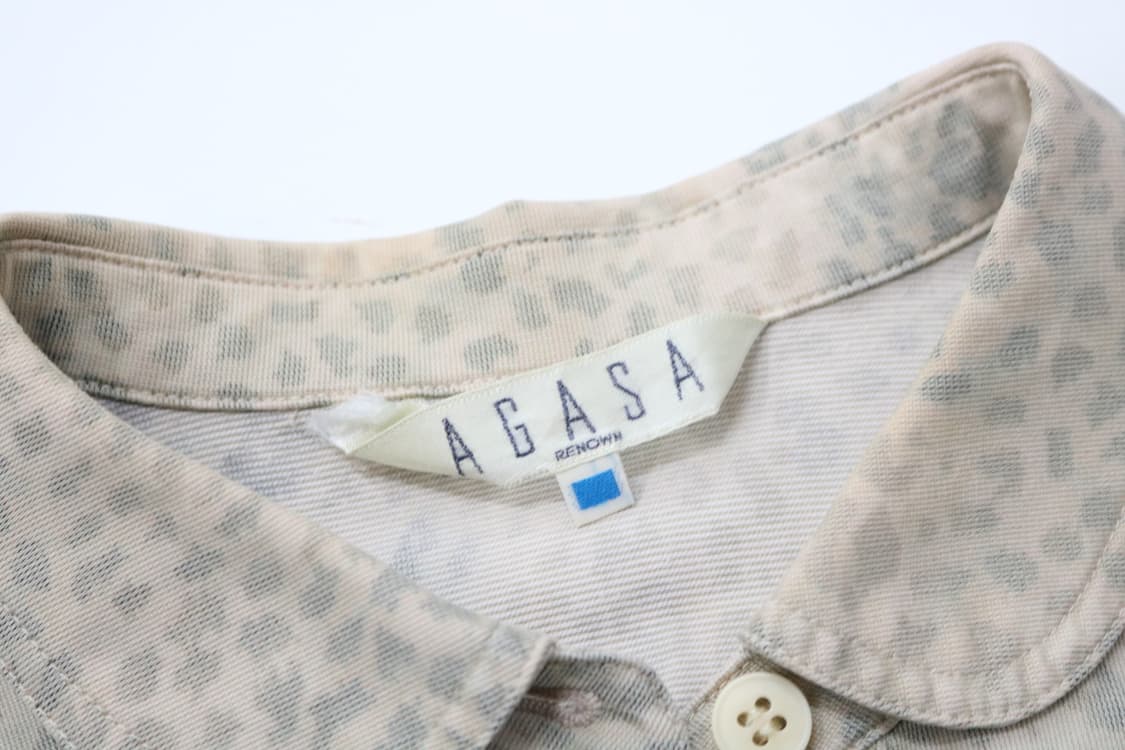 AGASA 아가사 빈티지 레오파드 패턴 라운드 카라 워크 셔츠 상품이미지5