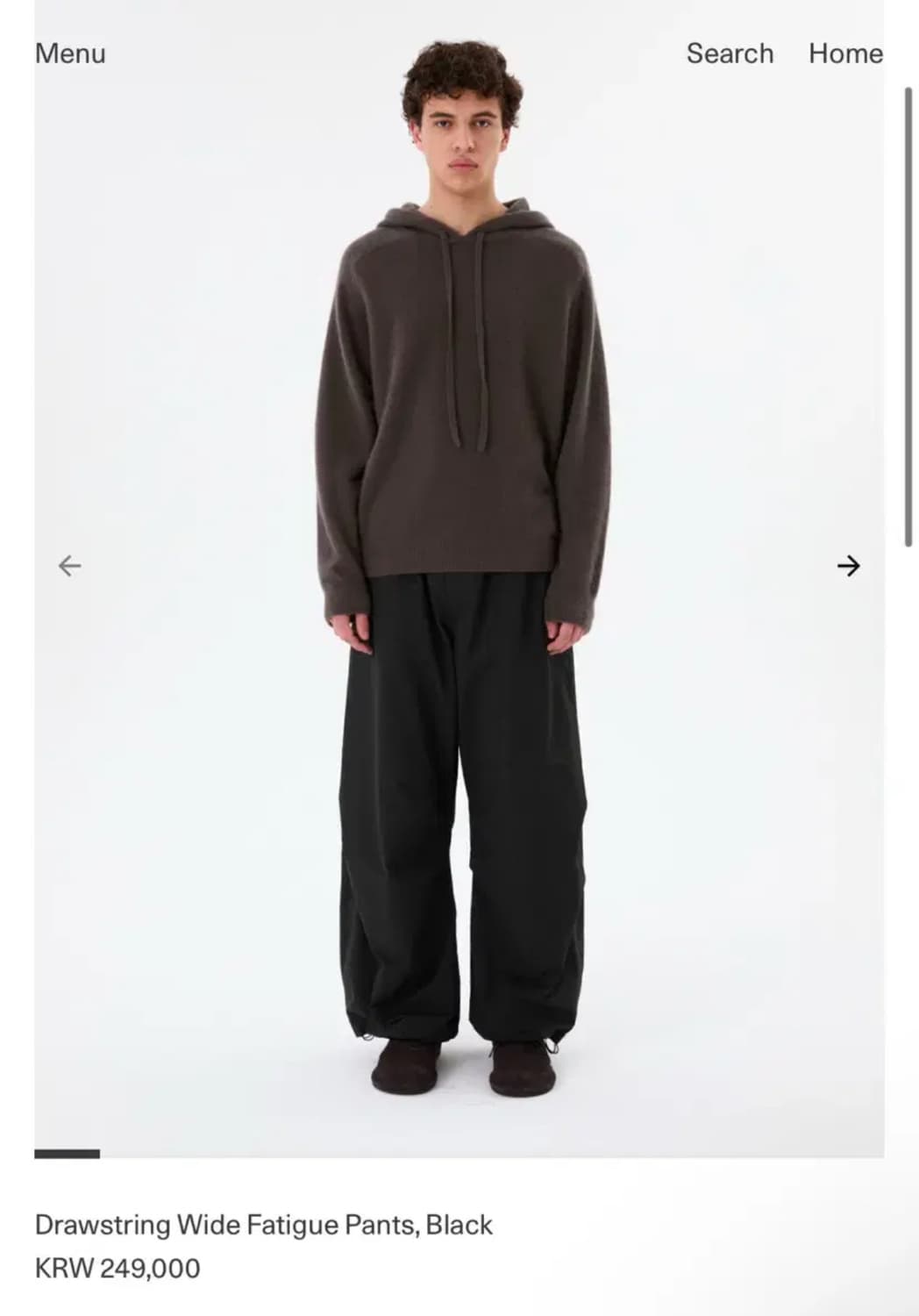M)아모멘토 Drawstring Wide Fatigue Pants 상품이미지1