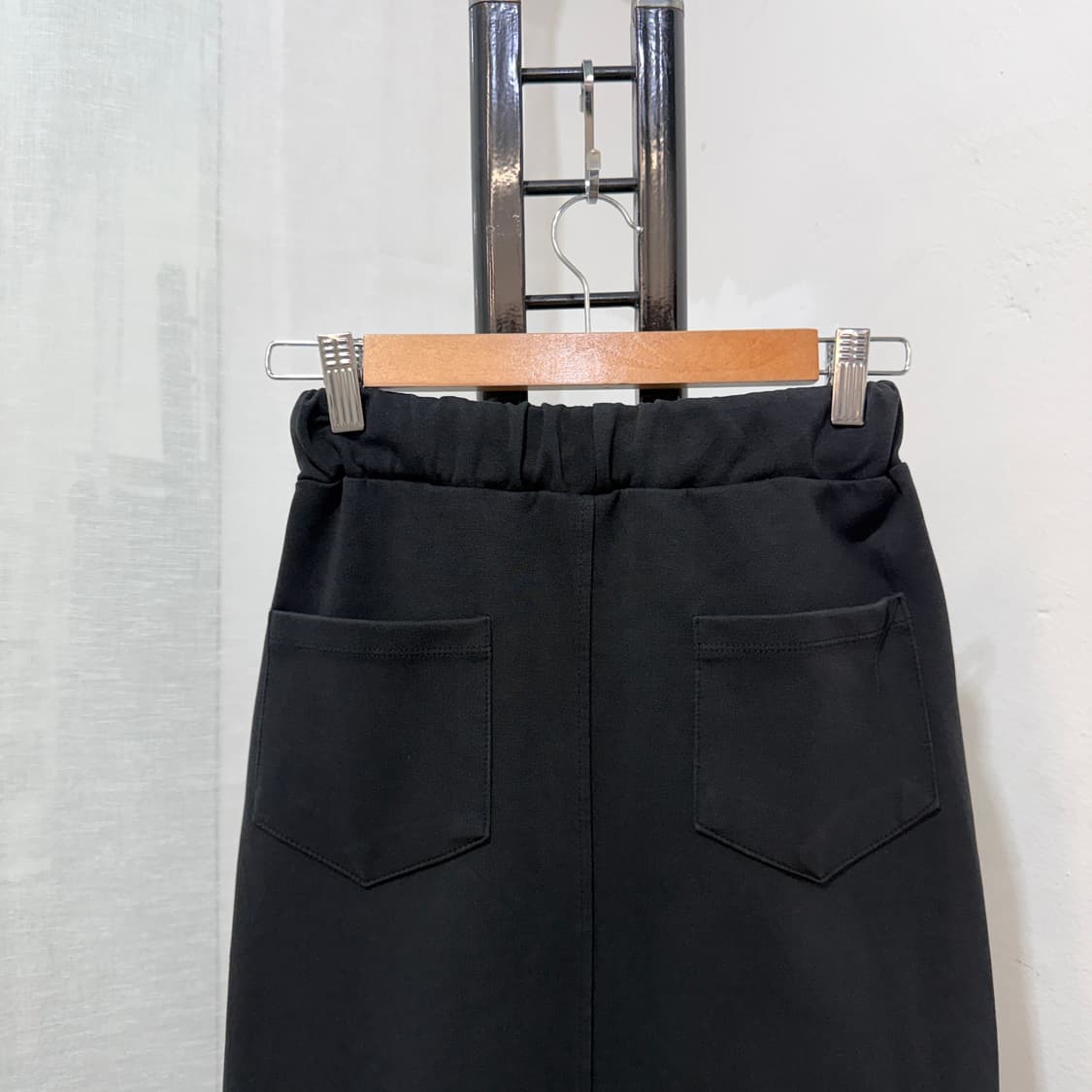 코튼 스트링 블랙 츄리닝치마 미디치마 롱치마 4465 상품이미지4