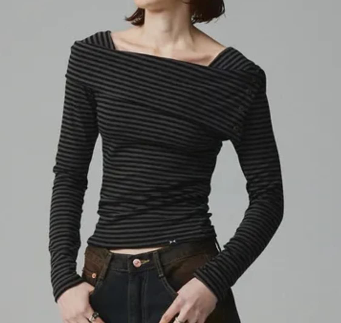 키티포터리 kittypottery 스트라이프 오프숄더 롱슬리브 티셔츠 상품이미지1