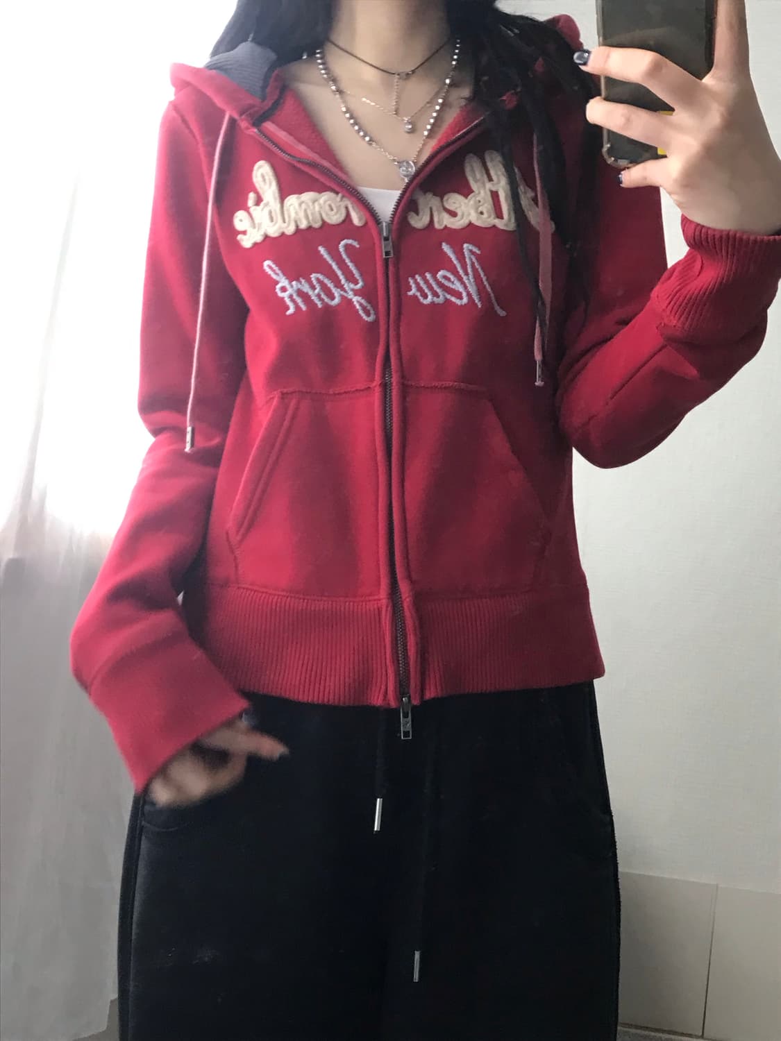 아베크롬비 딥레드 투웨이 후드집업 상품이미지5