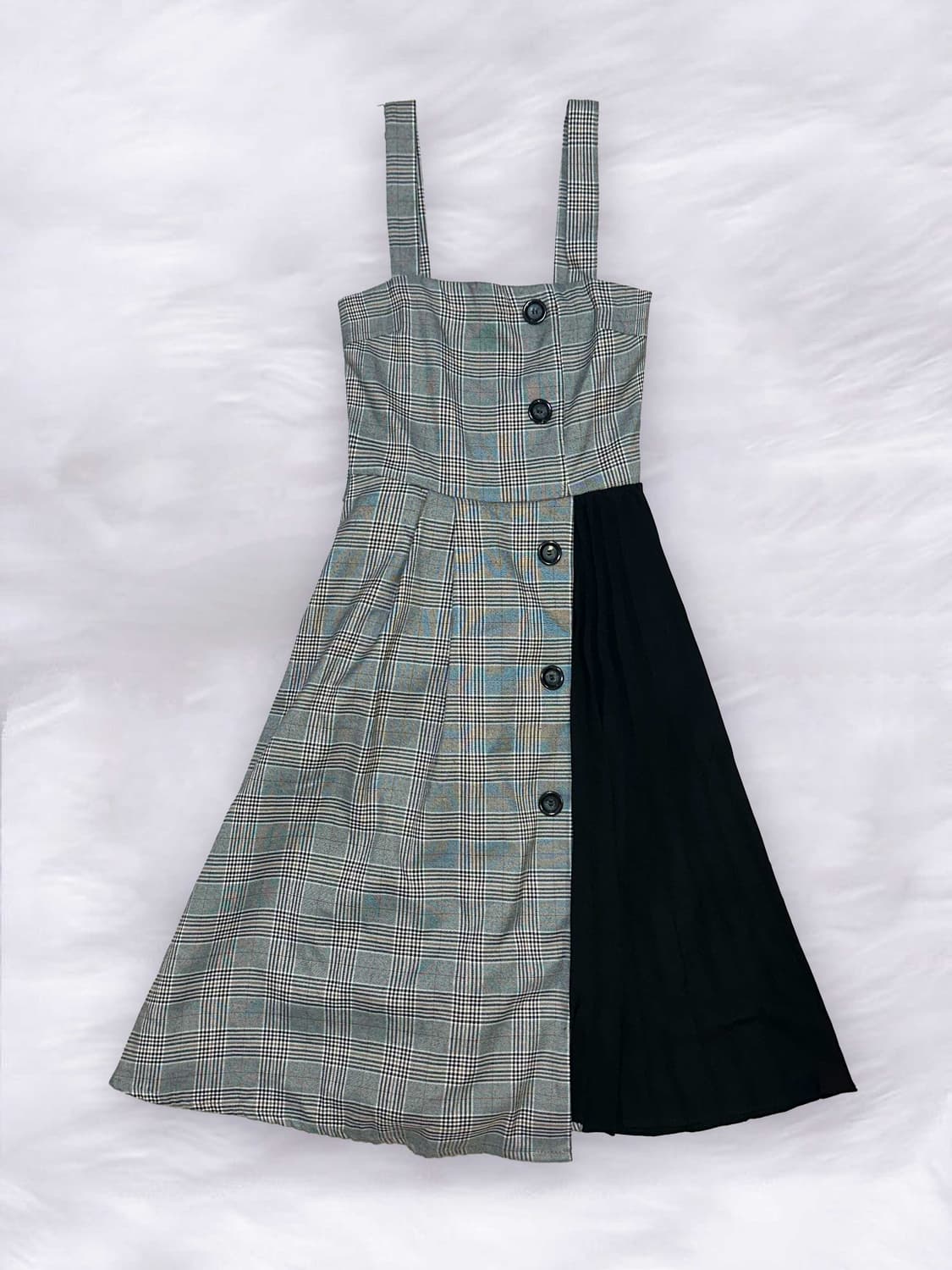 로맨틱갸루 오네 히메 체크/블랙 배색 원피스 상품이미지1