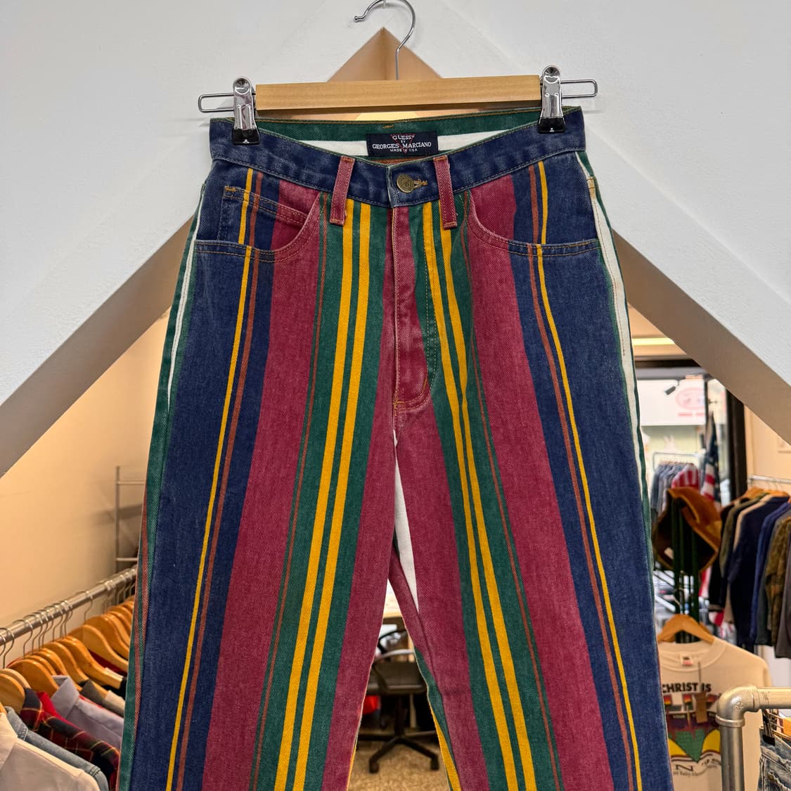 80s 게스 골저스 스트라이프 부츠컷 데님 made in USA (24) 상품이미지2