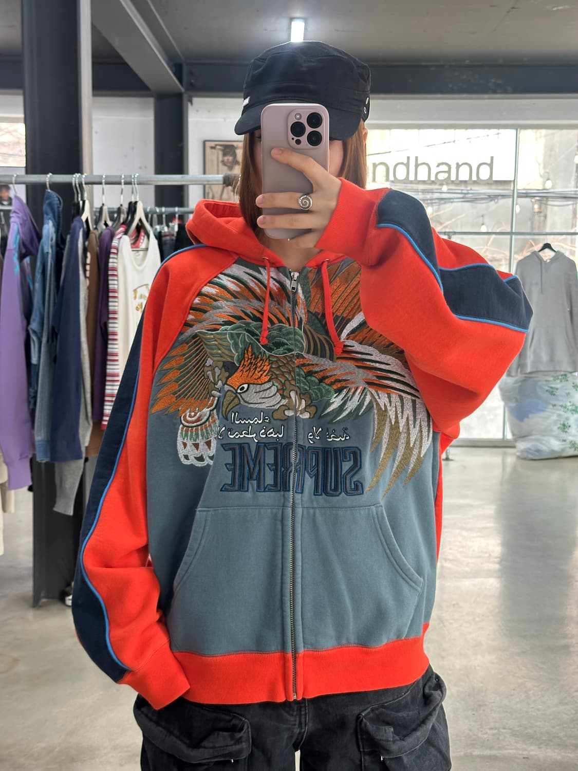 슈프림 23SS 팔콘 래글런집업후디드 스웻셔츠 데드스탁 상품이미지4