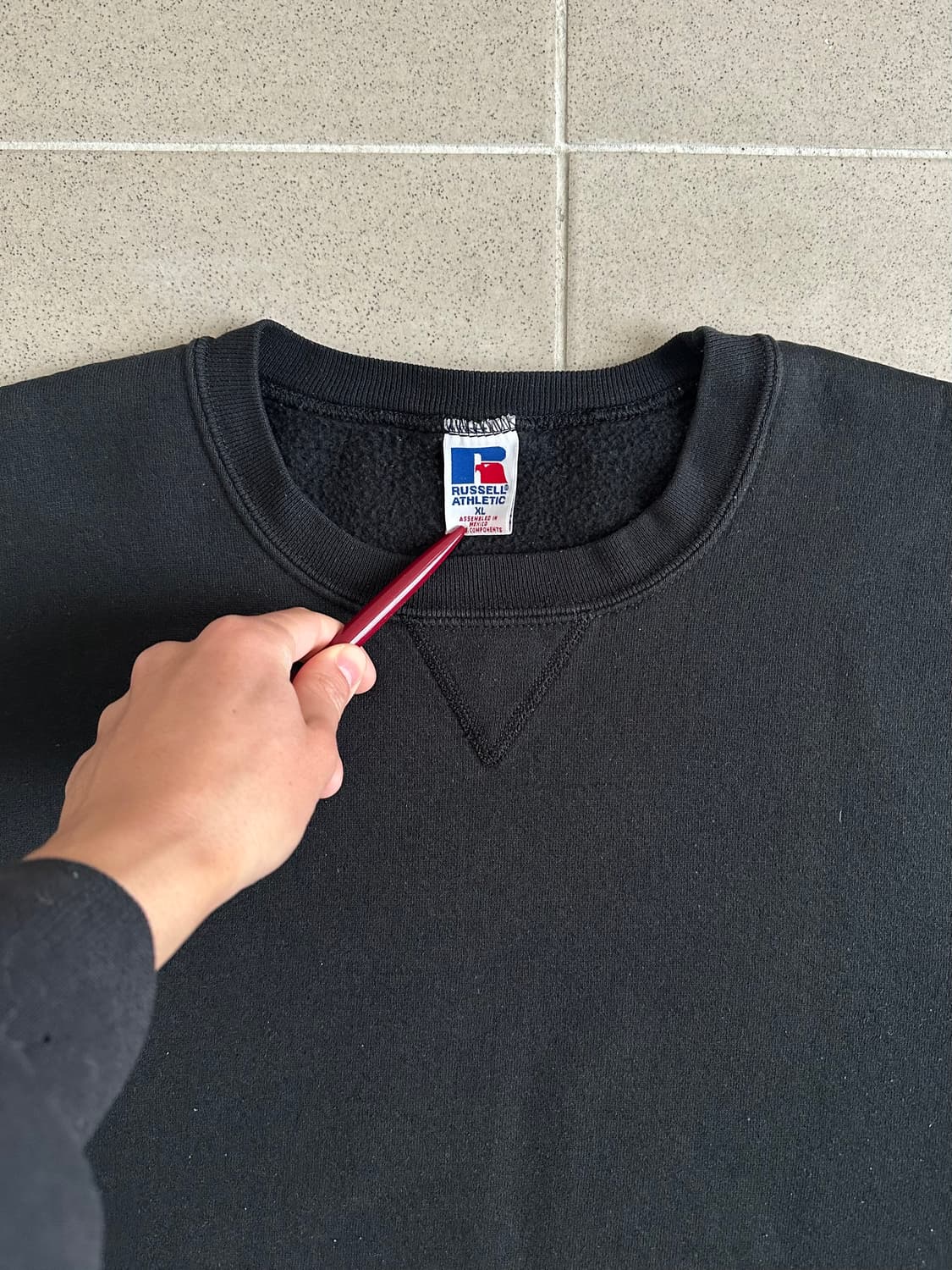 90s 빈티지 러셀 스웻셔츠 블랙 XL 상품이미지4